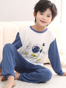 Childrens Summer Lightweight Modal Sleepwear Set Nine-Quarter Sleeve Baby Air Conditioning Clothes Home Clothes for Boys And Girls