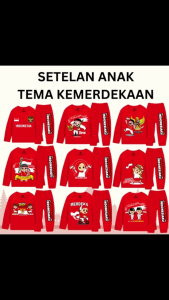 Baju Tidur Kaos Setelan Panjang Piyama Kemerdekaan 17 Dirgahayu Indonesia Anak Laki Laki Keren