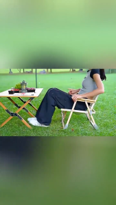 Camping Chair Folding Chair Kermit Foldable Outdoor Chair Lightweight Portable 150KG Load Wood Style Folding Chair for Glamping Beach Picnic Fishing