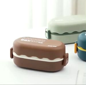 LUNCH BOX BENTO 850 ML KOTAK BEKAL LAPISAN GANDA 2 SEKAT FREE SENDOK