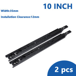 2/4 Pieces of 3-Section Drawer Slides Easy to Install Silent Sliding Design Heavy-Duty Metal Structure 10/12/14/ 16inch Lengths Suitable for Cabinets Dressers Desk Furniture Installation Smooth Operation Sturdy and Durable - Black.