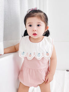 Summer Sleeveless Embroidered Baby Girl Clothes Korean Style Cartoon Newborn Crawling Suit Cotton Pajamas Baby Romper