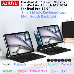 Magic Keyboard for iPad Air 13 inch M4 2026 M3 M2 Pro 12.9 Smart Case Spanish Portuguese Hebrew French German 한국어 키보드 Keyboard