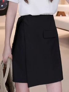Shalldoer | High Waist Pure Color Asymmetrical Design Womens Mini Skirt Breathable Casual Style A-Line Skirt Slimming Trendy Summer New