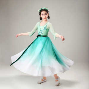 เรียบหรู คลาสสิก เครื่องแต่งกายการเต้น ผู้หญิง พลิ้ว สไตล์จีน Han Tang Dance ชิงช้าขนาดใหญ่ กระโปรง ชุดราตรี Rainy ฤดูใบไม้ผลิ รูปแบบการเดินทาง