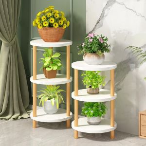 Multi-layer Solid Wood Flower Shelf Living Room Floor-standing Storage Rack Balcony Layout Simple Modern Plant Flower Pot Rack
