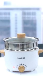 COOKER STEAMER SAMONO SW-DG01S Panci Listrik 4 Liter Teflon Keramik Kukusan Stainless Serbaguna Low Watt Original - Garansi Resmi 1 Tahun