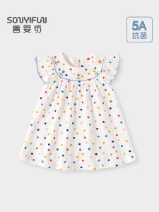 Fashionable Polka Dot Summer Dress for Girls 1-5 Years Old Baby Cotton Gauze Sleeveless Korean Style A-Line Skirt Dress