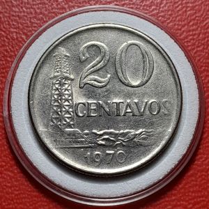 Koleksi koin kuno Brasil lawas 20 Centavos 1970