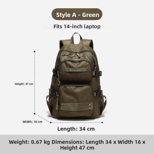 spaceman | Mens Outdoor Sports Backpack Oxford Cloth Commuting Computer Bag Large Capacity Double Shoulder Bag School Bookbag For Middle And Primary Students