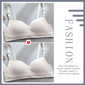 Duofanxi Simple U-Shape Bra for Young Adults Cotton Lining Anti-Sagging Gathered Nylon Cup Detachable Double Shoulder Strap