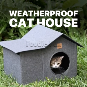 Weatherproof Cat House for Indoor & Outdoor Use Foldable Waterproof Insulated Shelter All Seasons Cozy Pet Bed