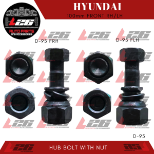 100mm Hyundai FRONT HUB BOLT WITH NUT STUD WHEEL HUB DRUM RH/LH D-95
