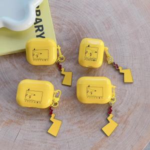 适用于Pikachu AirPods case cover shiny yellow border cute cartoon pattern fit for AirPods 1/2/3 / 4 / Pro / Pro2 and airpods4 made of soft rubber audio accessories case cover