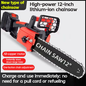Cordless Gray-black blade Chain Saw 12Inch Portable Chain Saw Battery Woodworking Cutting Machine Suitable for gardening trimmers woodcutters and home gardening