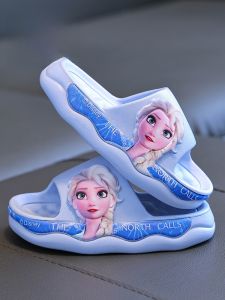 Disney Princess Summer Girls Slip-On Indoor Bath Slippers Anti-Slip Soft Bottom Cute Cartoon Design PVC Material for Kids