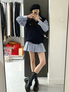 SENWA | Small Size Campus Style Striped Long Sleeve Dress