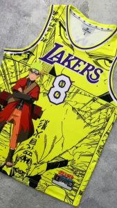 Jersey Kobe Bryant Los Angeles LA Lakers #24 KUNING YELLOW CUSTOM NARUTO ANIME - Swingman Bola Basket NBA Baju Kaos T-Shirt Tshirt Atasan Costum Kostum