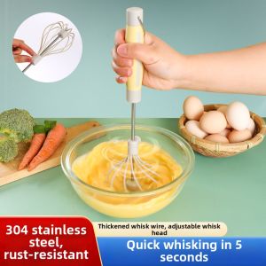 Semi-automatic Egg Whisk Stainless Steel Stirring Rod
