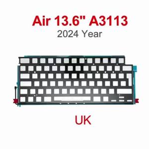 New Laptop Keyboard Backlight UK Big Enter key For MacBook Air 13.6" M3 A3113 Keyboard Backlit Sheet 2022 Year
