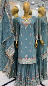 [PRE ORDER] {TOP+SHARARA PALAZZO+DUPATTA COLLECTION} SIZE:-M TO 2XL FABRIC : Heavy Faux Georgette~ Delivery Lead Time : 10 days