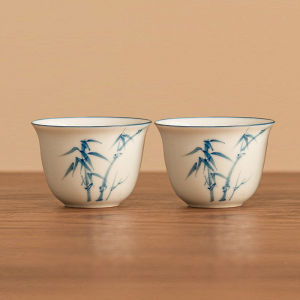 Hand Painted Asparagus Fern Ceramic Cup Master Cup Creative Chinese Style Tea Cup For Home Tea Utensils Tea Drinking Small Teacup