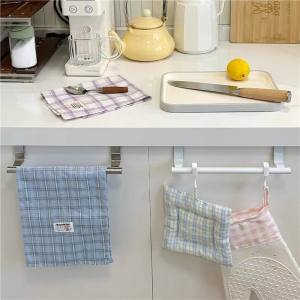 Kitchen Cabinet Door Towel Bar Stainless Steel Door Back Towel Hanging Holder Bathroom Punch-free Towels Hooks Home Organizer