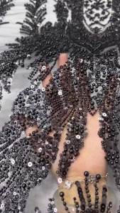 Vải Ren Đính Hạt Sequin Cao Cấp Châu Phi Chất Lượng Cao Thêu Tay Nigeria Vải Lưới Pháp Dành Cho May Trang Phục Chú Rể