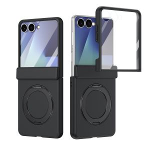 Ốp Điện Thoại Từ Tính Cho Samsung Galaxy Flip 8/7 FE/6/5 Hỗ Trợ Sạc Không Dây Tích Hợp Giá Đỡ Vòng Tròn Bảo Vệ Bản Lề Màn Hình