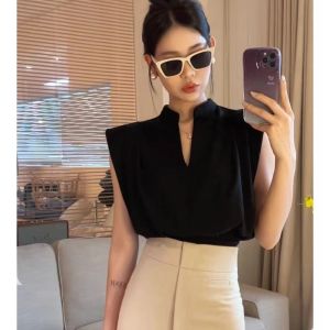 HUOLISI | Summer Sleeveless T-Shirt V-Neck Slim Short Crop