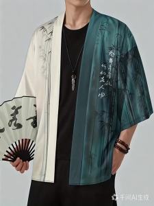Áo Kimono Nam Mùa Hè Thời Trang Giản Dị Nhẹ Thoáng Khí Thiết Kế In 3D Ngoài Trời Dạo Phố Polyester Jubba Thobe
