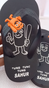 Sandal Karet Tung Tung Sahur Anak Laki-Laki Size 21-30 Hitam