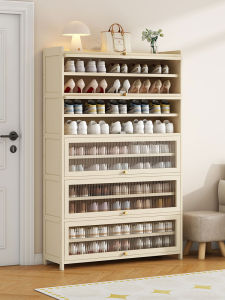 Indoor Doorway Multi-layer Simple Storage Shoe Cabinet Large Capacity Bamboo Density Board Artificial Board Craft Furniture