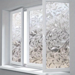 Elegant Tulip Design Anti-Privacy Window Film - Self-Adhesive Glue-Free Transparent Opaque Glass Sticker Tulip Decoration