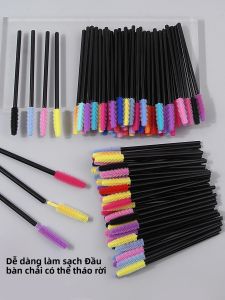 100 Chiếc Dụng Cụ Uốn Mi Silicon Nhiều Màu Có Thể Tháo Rời Màu Sắc Ngẫu Nhiên Trộn Bàn Chải Xoắn Ốc Cho Lông Mi Giả Và Lược Chải Lông Mày