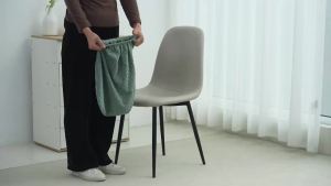 1/4PCS Jacqaurd Shell Chair Cover Short Backrest Chair Covers Pure Color Dining Seat Covers Protective Case for Hotel Home
