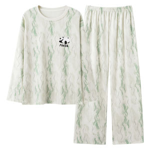 miiow | Womens Pure Cotton Long Sleeve Sleepwear Set Spring Autumn Loose Fit Home Wear New Style Comfortable Breathable Cotton Pajamas