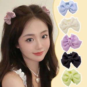 2Pcs Sweet Satin Bow Hair Accessories Clip Princess Head Shark Clip Bangs Forehead Side Hair Clip Girls Headdress