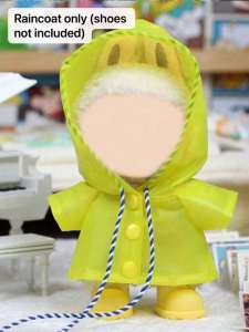 17cm for Labubu Raincoat Outfit Set - Waterproof Cape & Boots for 17cm (6.69) Fashion Dolls Green/Yellow (Doll Not Included)