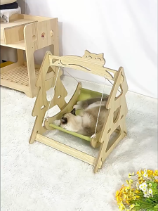 Cat Swing Hammock Solid Wood Cat Cradle Cat bed Washable Wooden Shaker Cat Supplies