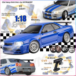 Xe Điều Khiển Từ Xa Skymaker LDRC Tỷ Lệ 1/18 Mô Hình GTR R34 2.4GHz Dẫn Động Cầu Sau Có Con Quay Hồi Chuyển Thân Xe Hợp Kim Dành Cho Đua Đường Trường Dành Cho Bé Trai