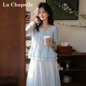 La Chapelle | Thin Summer Chiffon Shirt Women French Style Ruffle Design Blue