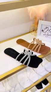 Dép táo xoắn HALEY STORE đế bệt mũi táo đính đá xoàn quai chéo tiểu thư đi chơi đi học đi du lịch êm chân dễ mang