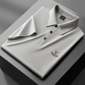 miiow | Mens Ice Silk Polo Shirt Short Sleeve Breathable Summer Business Casual Cool Feeling T-Shirt Standard Fit Cotton Blend Polo