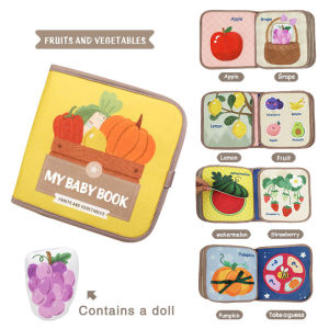 Montessori Busy Book Baby Early Education Puzzle Toy Animal Cognitive Fabric Repeated Paste Quiet Activity Book with Life Skills