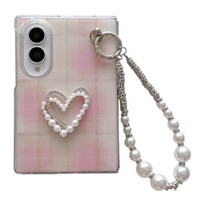 szhaiyu | Phone Case For Galaxy Z Fold 8 Wide Shockproof Lens With Fashion Love Pearl Bracelet Shell Pattern Protrusion Portable Slim Case