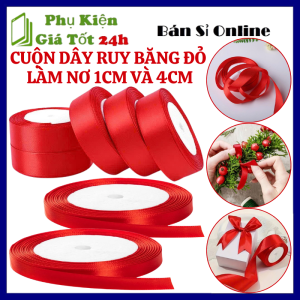 Cuộn Dây Ruy Băng Satin Đỏ Làm Nơ Trang Trí Hộp Quà - Cuộn Ruy Băng 1cm 4cm 22m Trang Trí Sự Kiện  Trang Trí Tết / Dây Ruy Băng Gói Quà Bó Hoa Decor Sinh Nhật  Phòng Cưới