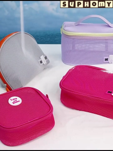 Beg Travel Pillow Makeup Bag Mesh Portable Cosmetic Bag Travelling bag Pouch Makeup