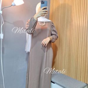 Adreena Outfit Gamis Soraya Tangan Rempel Knit Condru Terbaru Viral Muslimah
