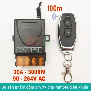 [RF-433MHz] Công tắc điều khiển từ xa 220V 100m công suất cao ngõ ra 30A bật tắt đèn máy bơm quạt